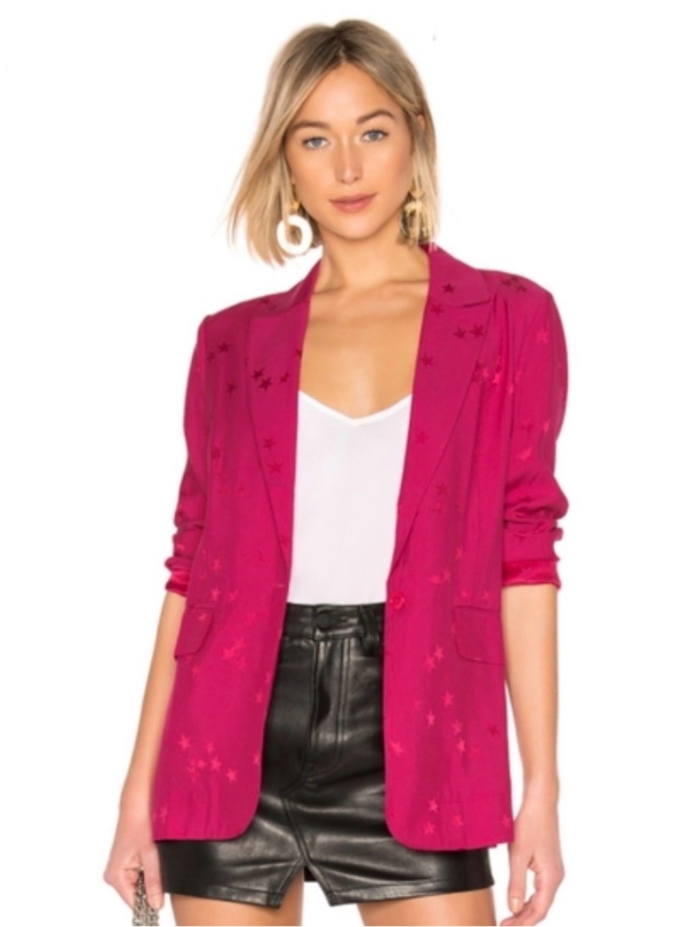 Equipment x Tabitha Simmons Pink Star Print "Hampton" Blazer